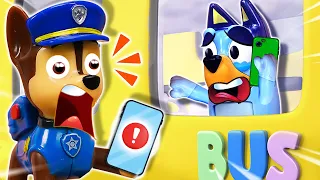 Chase Rescues Bluey Trapped In The Bus | BLUEY Toy for Kids| Pretend Play with Bluey Toys