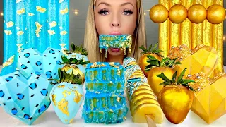 ASMR BLUE VS GOLD FOOD* HONEYCOMB, GOLD LEAF, CAKESICLES MUKBANG, JELLY 먹방