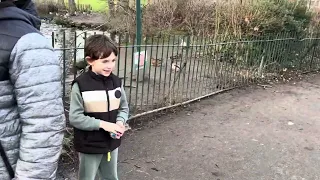 Bradley & Kale feeding the geese and ducks