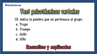 📝  Test psicotécnicos de razonamiento verbal con respuestas | con 20 ejercicios explicados