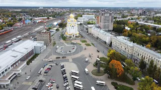 Вид на привокзальную площадь  Иванова с квадрокоптера. 2,7 k.