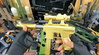 Bead Shooting Gold Tec9 & Mini Shotgun Weapons, Commando Knives, Military Equipment, BB GUNS