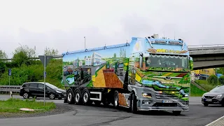 Truckshow Rüssel 2024 with Scania V8 open pipes and more