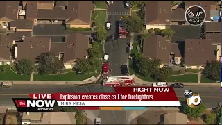 Explosion creates close call for firefighters