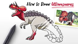 How to Draw Ultimasaurus (t-rex hybrid) dinosaur from Jurassic World Easy Step by Step