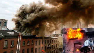 *MAYDAY* FDNY Battles HEAVY FIRE Throughout Brownstone at Brooklyn 5th ALARM 10-66 Box 459