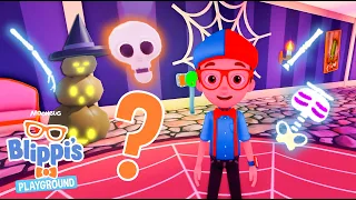 Blippi's Halloween Roblox Skeleton Scavenger Hunt!