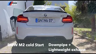 BMW M2 F87 LCI cold start w/ Downpipe + Lightweight exhaust