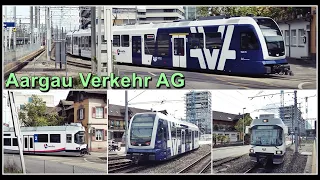 Aargau Verkehr AG (AVA) beim Bahnübergang und Bahnhof Aarau, Kanton Aargau, Schweiz 2023