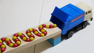 Marble Run Race  ☆ HABA Slope, Dump Truck & Garbage Truck # 24