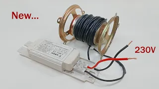 I turn PVC wire into 230V power energy generator with 2 magnetic speaker light bulb at home