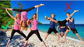 Irmãs VS Irmãos! ⚡️ Desafio de yoga esportivo Ninja Kidz | Video infantil
