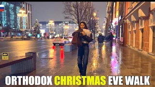 Moscow Christmas Decorations 2024 : Beautiful Girls, Vibes Night Russia Walk City Tour 2024 4K HDR