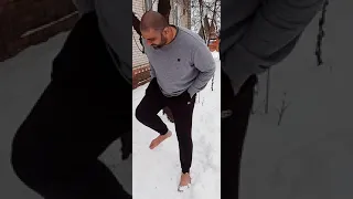 Indian walking on snow