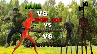 Hulk vs SCP 303 vs Light Head vs Siren Head