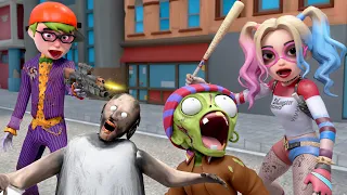 Scary Stranger 3D - NickJoker & Tani Harley Quinn bank robbery vs Hello Neighbor Police