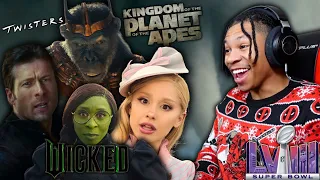 Wicked, Kingdom Of The Planet Of The Apes, & Twisters TRAILER REACTIONS! (SUPER BOWL 2024)