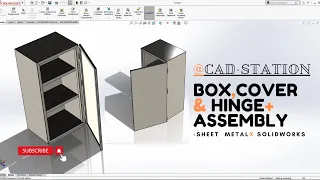 Solidworks tutorial || Sheetmetal BOX COVER & HINGE with complete assembly