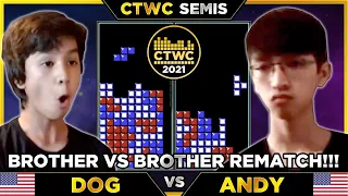 Brothers' Rematch!! - 2021 CTWC Tetris Semifinal 2 - Dog vs. Andy - Tetris World Championship
