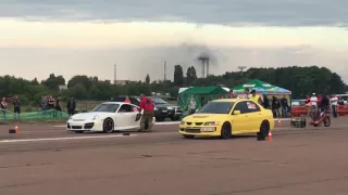 Mitsubishi Evolution vs Porsche. Final. Drag Racing Черкассы 14.08.16