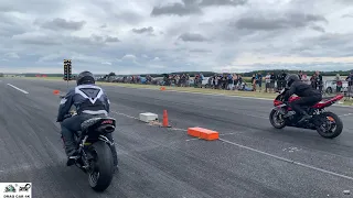 Kawasaki Ninja ZX-6R vs Suzuki GSXR 600 motorcycle drag race 1/4 mile 🏍🚦 - 4K