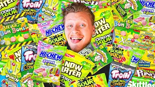 Trying The 100 Most Sour Candies in the World!