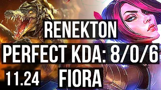 RENEKTON vs FIORA (TOP) | 8/0/6, 8 solo kills, Legendary | KR Diamond | 11.24