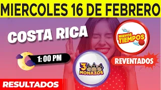 Sorteo 1:00pm Nuevos Tiempos y 3 Monazos Medio día del miercoles 16 de febrero del 2022