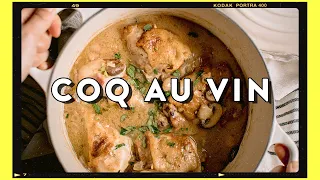 Comfort French Chicken Stew with White Wine - Simple Coq Au Vin Recipe | HONEYSUCKLE