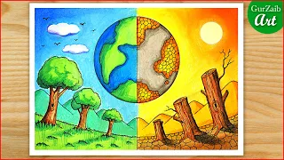 How to Draw Save Environment Save Earth Easy Drawing / World Environment Day Poster