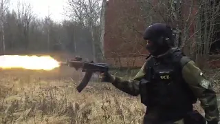 Russian soldier shoots Ak and yells cyka blyat