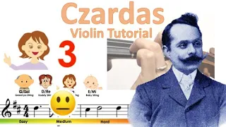 Monti - Czardas easy version sheet music and easy violin tutorial