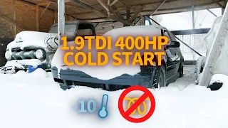 Cold Start 400HP 1.9TDI Diesel Engine In Winter With NO Glow Plugs!