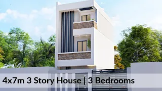 (4x7 Meters) 3 Story House Design | 3 Bedrooms