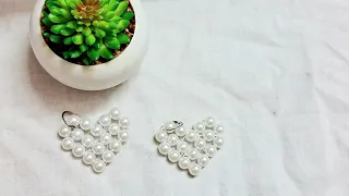 Heart ❤️  Pearl Earring. Easy Earring making at home. Trendy Earring.  Unique Earring.#pearl #heart