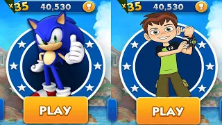 Sonic Dash vs Ben 10 Up To Speed - All Characters Unlocked Android Gameplay Showcase 2022