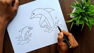 Dolphin drawing easy | How to draw Dolphin for kids | Kids drawing | Kisholoy