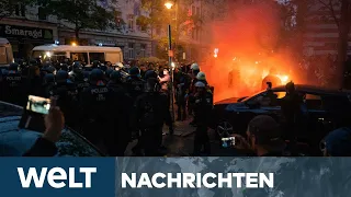 1. MAI-RANDALE: Polizei löst Corona-Proteste in Berlin und Hamburg knallhart auf