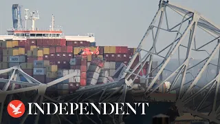 Watch Again: Baltimore bridge's crashed cargo ship floated to marine terminal