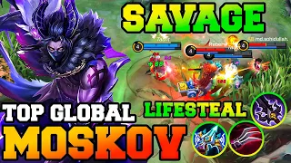 Moskov Savage With 50% Lifesteal !! Mobile Legends Moskov Best Build 2023 Emblem Top Global MLBB