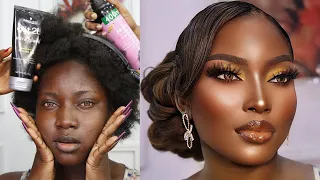 100M VIEWS⬆️ BRIDE👆VIRAL video 💣BOMB🔥😱MUST WATCH 😳 MAKEUP AND HAIR TRANSFORMATION ❤️MELANIN | BRIDE