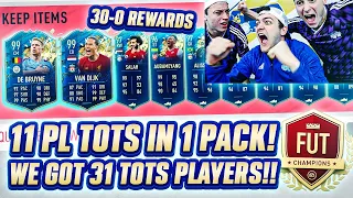 MY 30-0 TOP 100 EPL TOTS FUT CHAMPIONS REWARDS!! 31 TOTS IN ONE PACK OPENING! Fifa 20 Ultimate Team!