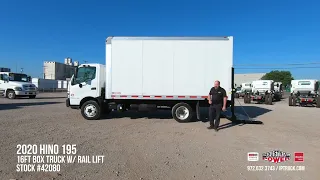 Used 2020 Hino 195 Box Truck Delivery Van - 16ft Box w/ Rail Lift - Morgan Box - Stock #42080
