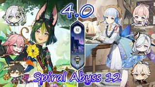 [Genshin Impact] Spiral Abyss 4.0 - C0 Tighnari Spread + C0 Ayaka Freeze (Floor 12 - 9 Stars)