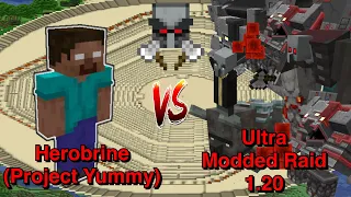 Minecraft |Mobs Battle|  Herobrine (Project Yummy) VS Ultra Modded Raid 1.20