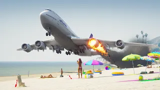 Boeing 747 Emergency Landing On Beach After Engine Exploded| GTA 5
