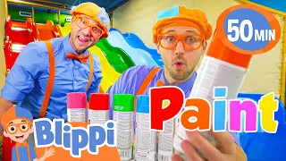 Blippi Learns Colors and Paints at Billy Beez Indoor Playground! Color Stories for Kids