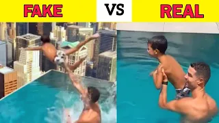 Cristiano Ronaldo Throwing his Son from Pool - FAKE Vs REAL Video #cristianoronaldo #factvideo #cr7