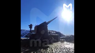 🇺🇦💣Работа тяжёлой артиллерийской установки Малка (203 мм) по позициям ВСУ в районе Харькова.