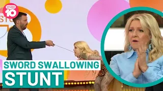 Don't Try This At Home! Sword Swallowing Stunt | Studio 10
